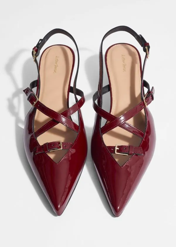 Women Pumps and Other Stories Embellished Slingback Pumps Burgundy