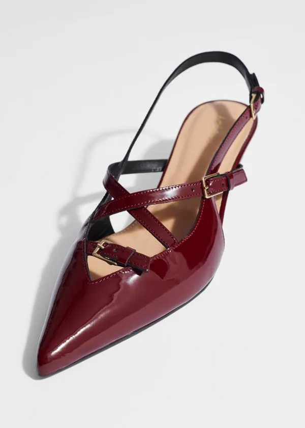 Women Pumps and Other Stories Embellished Slingback Pumps Burgundy