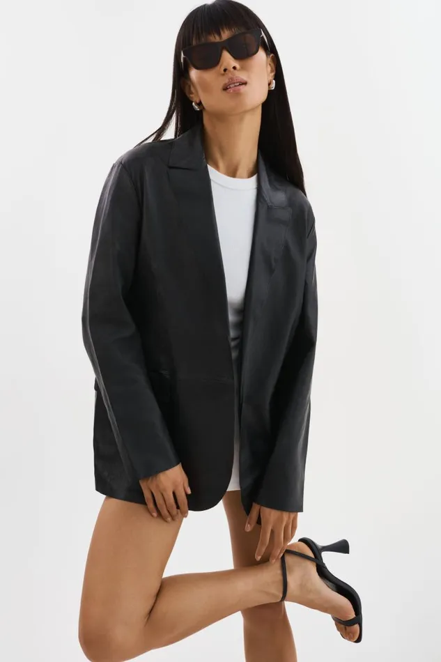 Women QUIRINA Leather Blazer Black LAMARQUE Blazers Women QUIRINA Leather Blazer Black LAMARQUE Blazers