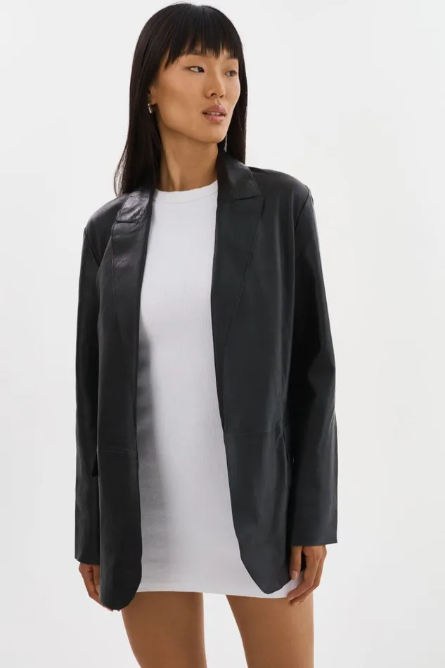 Women QUIRINA Leather Blazer Black LAMARQUE Blazers Women QUIRINA Leather Blazer Black LAMARQUE Blazers
