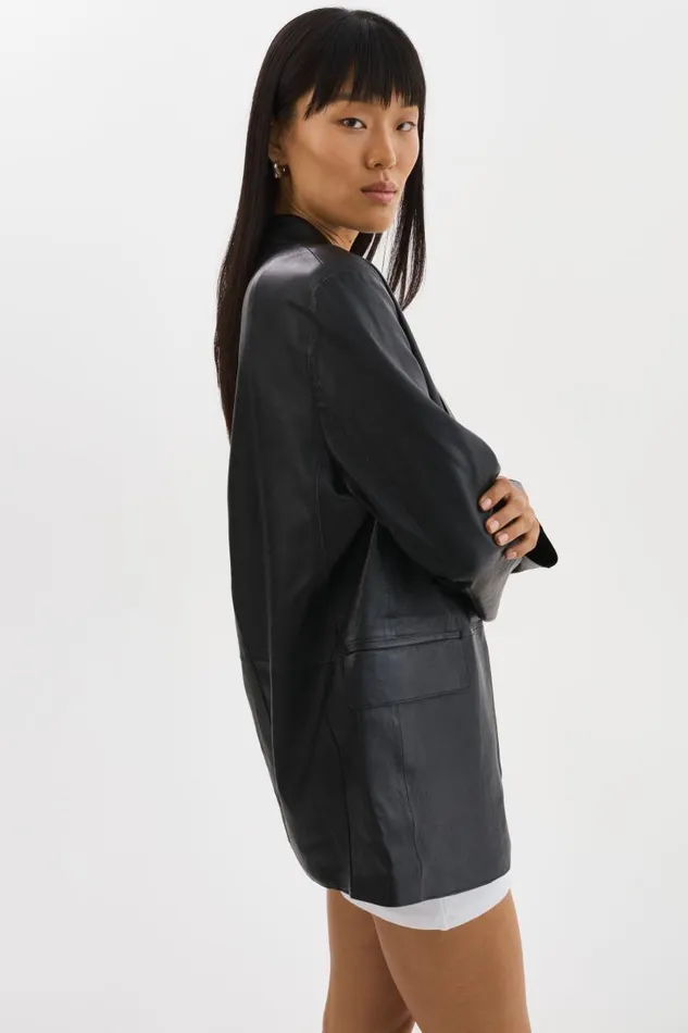 Women QUIRINA Leather Blazer Black LAMARQUE Blazers Women QUIRINA Leather Blazer Black LAMARQUE Blazers