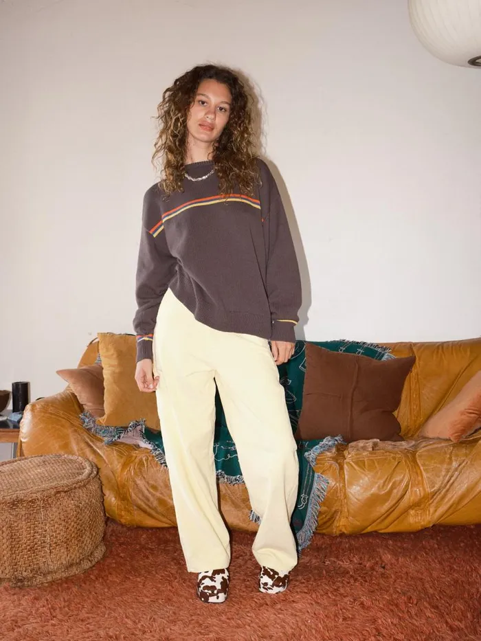 Women quotI Can039t Believe It039s Not Vintagequot Crewneck Athletic Stripe Lisa Says Gah Sweaters