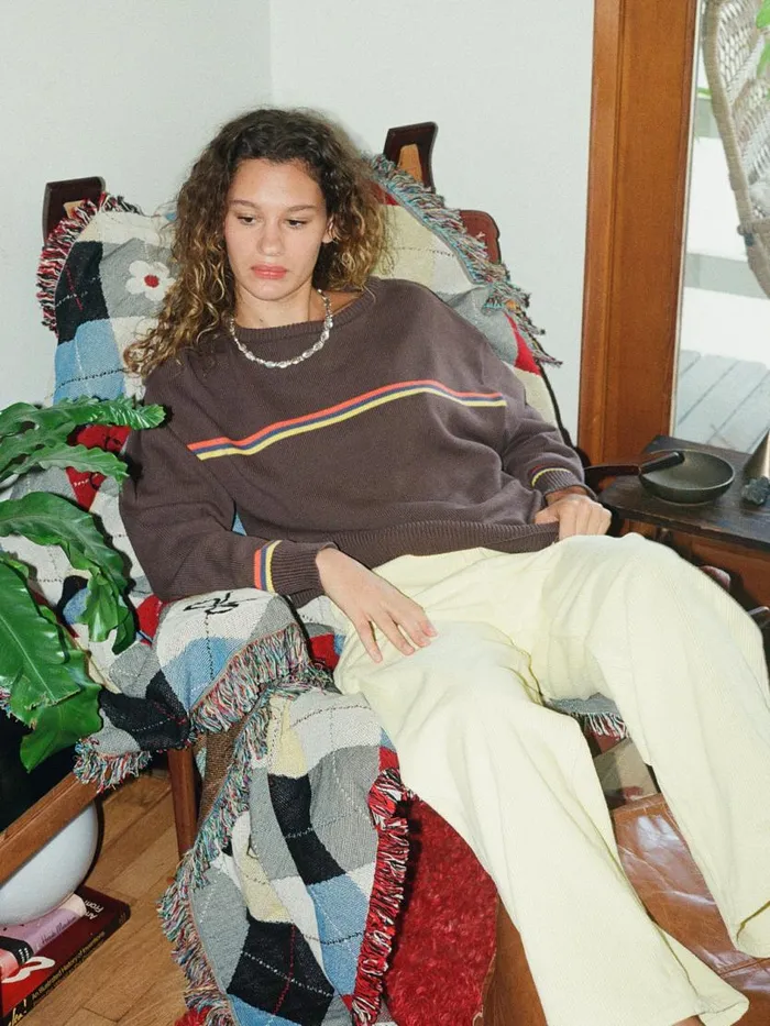 Women quotI Can039t Believe It039s Not Vintagequot Crewneck Athletic Stripe Lisa Says Gah Sweaters