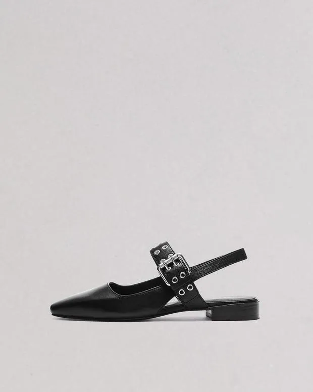 Women rag and bone Astra Leather Slingback Black Flats