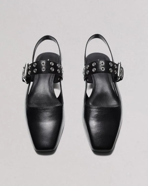 Women rag and bone Astra Leather Slingback Black Flats