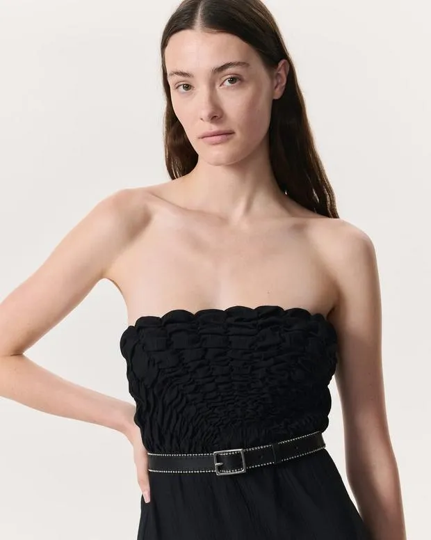 Women rag and bone Catalina Ruched Maxi Dress Black Pants