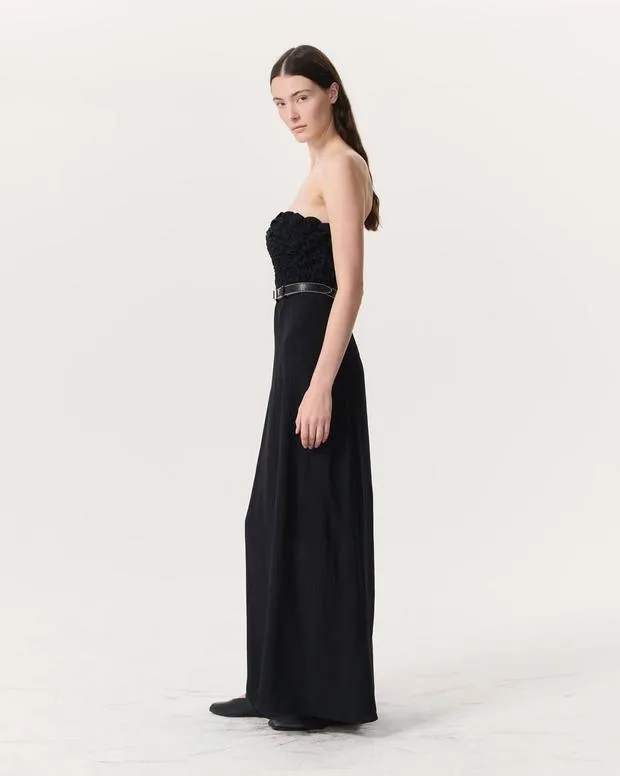 Women rag and bone Catalina Ruched Maxi Dress Black Pants