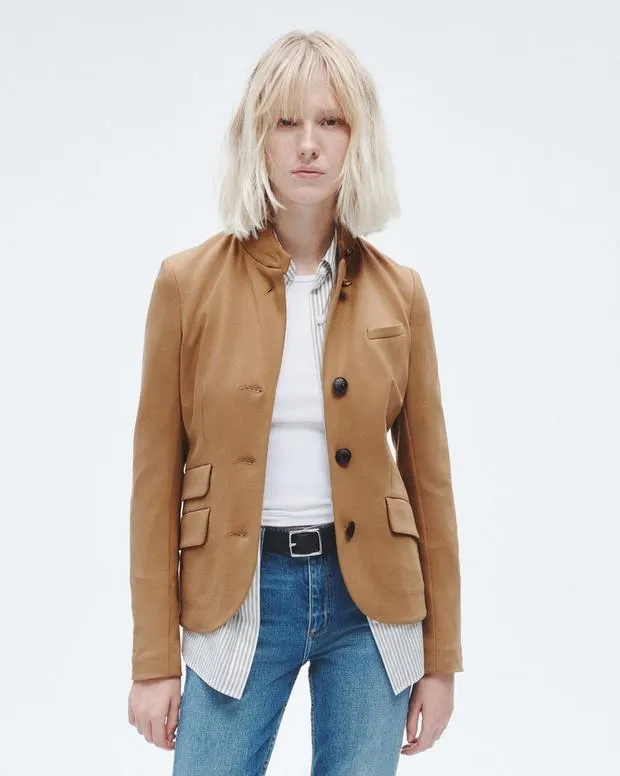 Women rag and bone Slade Ponte Blazer BlackCamelSalute Blazers and Vests