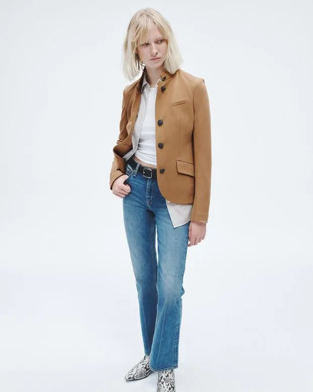 Women rag and bone Slade Ponte Blazer BlackCamelSalute Blazers and Vests