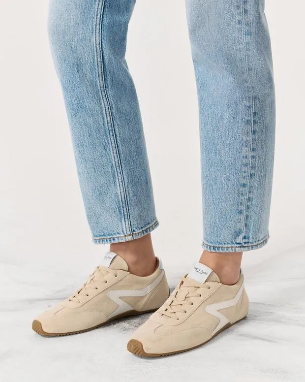 Women rag and bone Suede Ultra Slim Retro Runner Sneakers Macadamia Suede Shorts