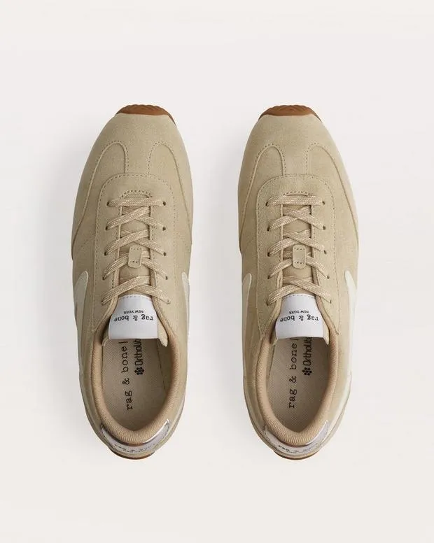 Women rag and bone Suede Ultra Slim Retro Runner Sneakers Macadamia Suede Shorts