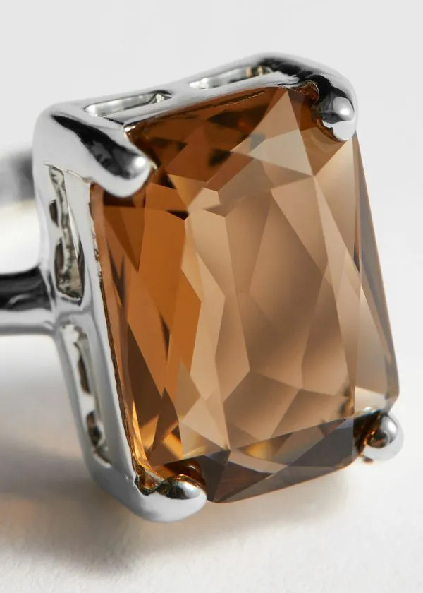Women Rings and Other Stories Faceted Crystal Ring Silver