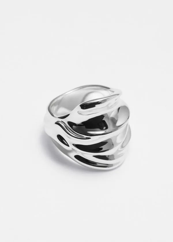 Women Rings and Other Stories Wavy Sculptural Ring Silver