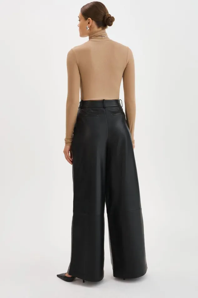 Women ROSSA Wide Leg Leather Trousers Black LAMARQUE Pants and Shorts Women ROSSA Wide Leg Leather Trousers Black LAMARQUE Pants and Shorts