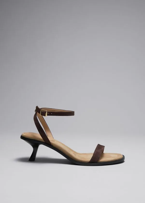Women Sandals and Other Stories Kitten Heel Leather Sandals Brown