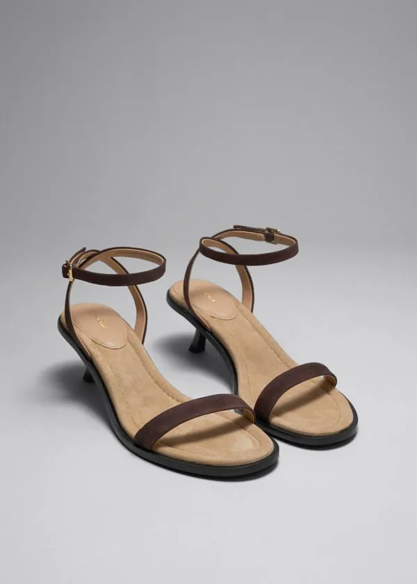 Women Sandals and Other Stories Kitten Heel Leather Sandals Brown