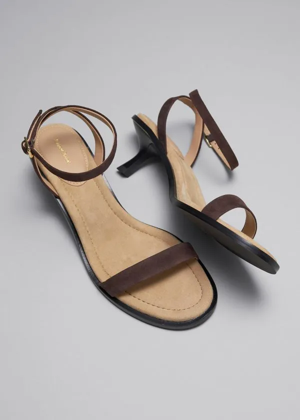 Women Sandals and Other Stories Kitten Heel Leather Sandals Brown