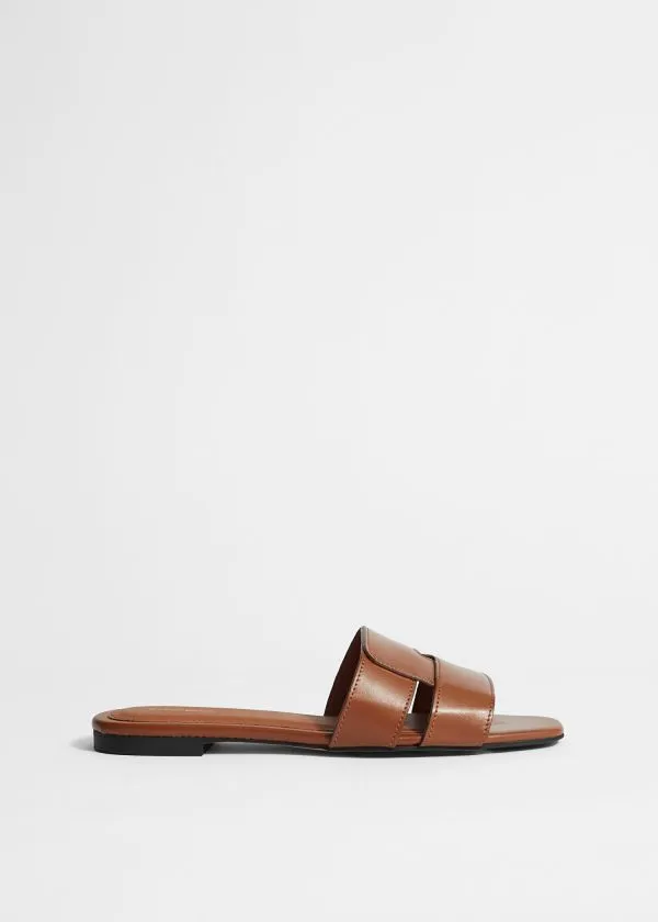 Women Sandals and Other Stories Leather Slides Brown