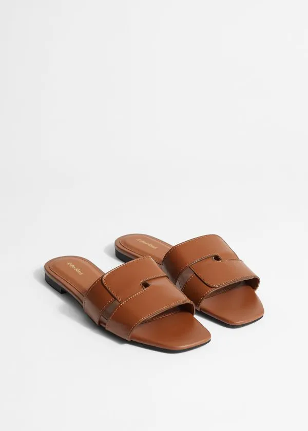 Women Sandals and Other Stories Leather Slides Brown Women Sandals and Other Stories Leather Slides Brown