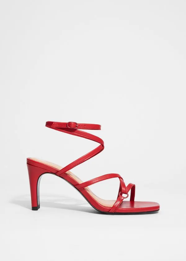 Women Sandals and Other Stories Sleek Leather Sandals Ruby Red