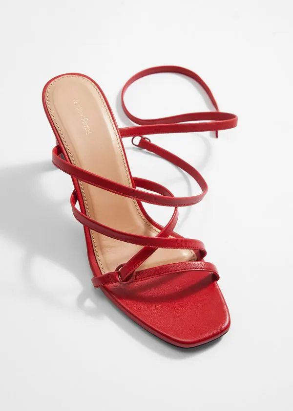 Women Sandals and Other Stories Sleek Leather Sandals Ruby Red