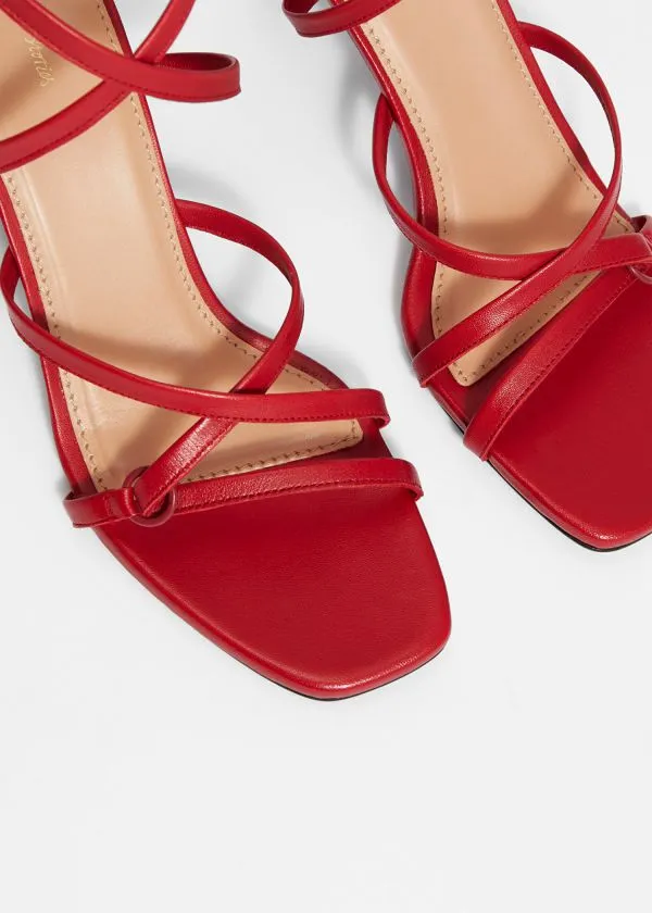 Women Sandals and Other Stories Sleek Leather Sandals Ruby Red