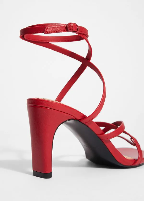 Women Sandals and Other Stories Sleek Leather Sandals Ruby Red