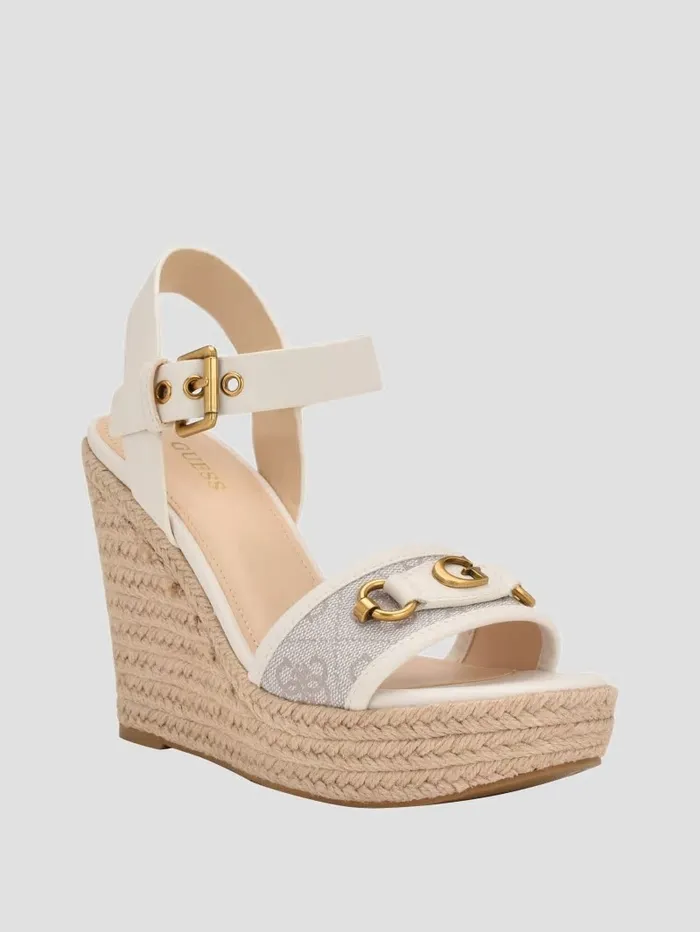 Women Sandals GUESS Hisley Wedge Sandals Ivory 150