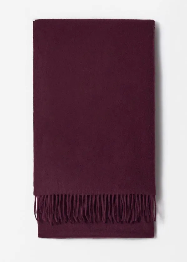 Women Scarves and Other Stories Fringed Wool Blanket Scarf Burgundy