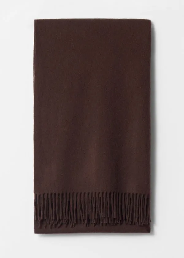 Women Scarves and Other Stories Fringed Wool Blanket Scarf Mahogany