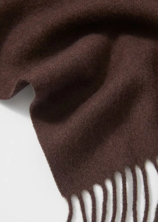 Women Scarves and Other Stories Fringed Wool Blanket Scarf Mahogany