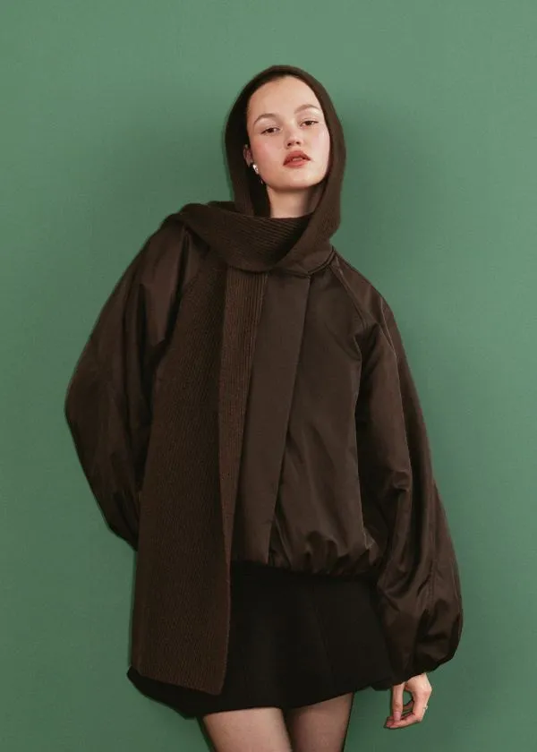 Women Scarves and Other Stories Hooded Wool Scarf Mahogany