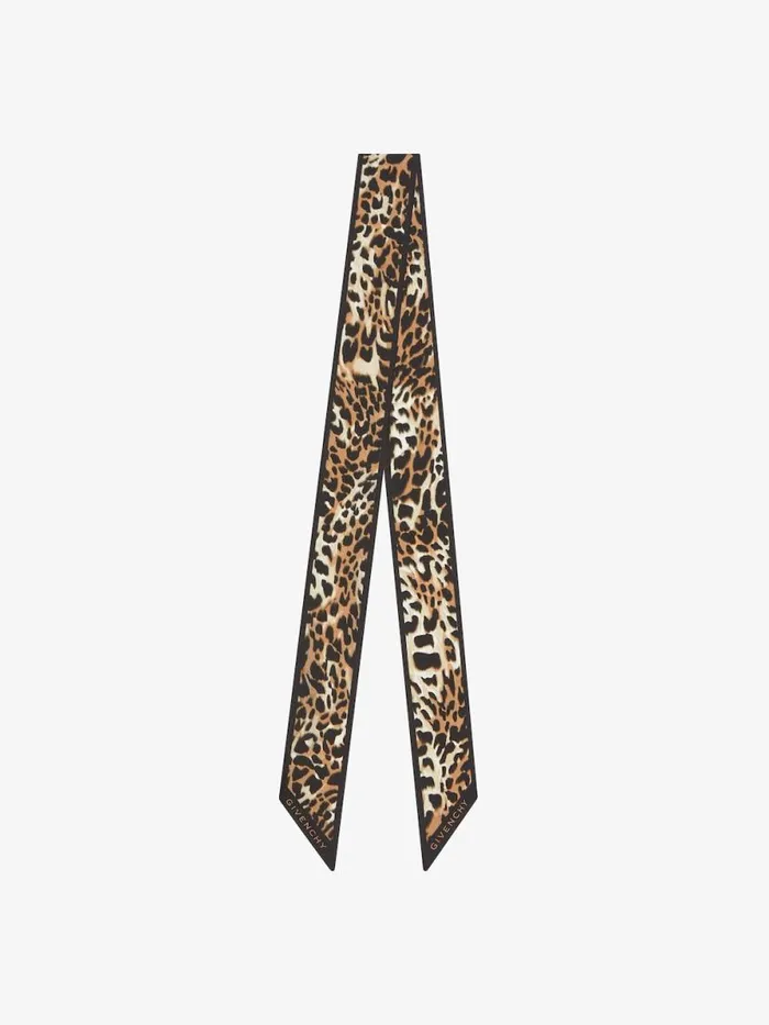 Women Scarves Givenchy Bandeau In Silk With Leopard Print Blackbeige