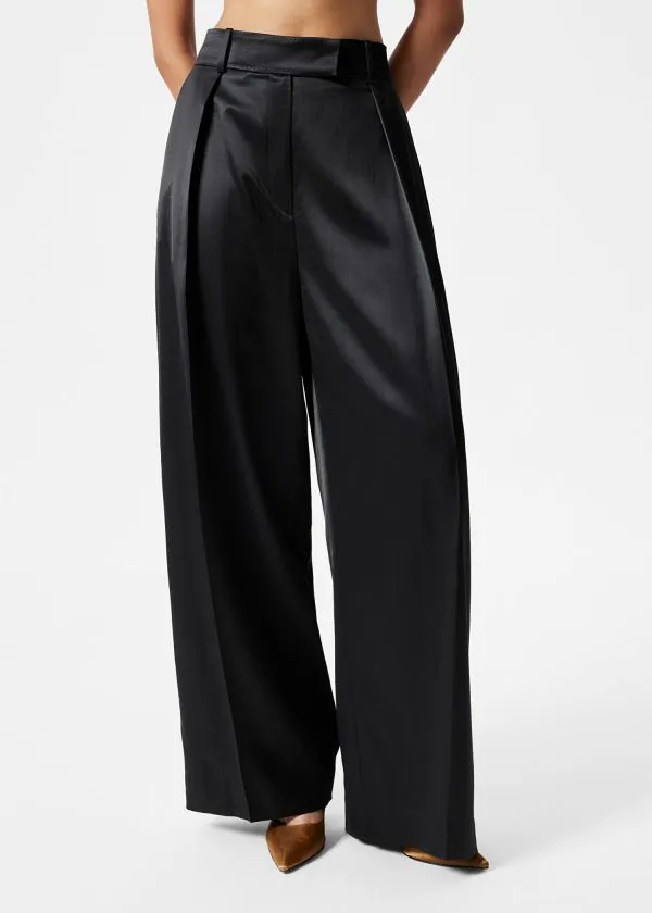 Women Sets and Suits and Other Stories Shiny WoolBlend Trousers Black