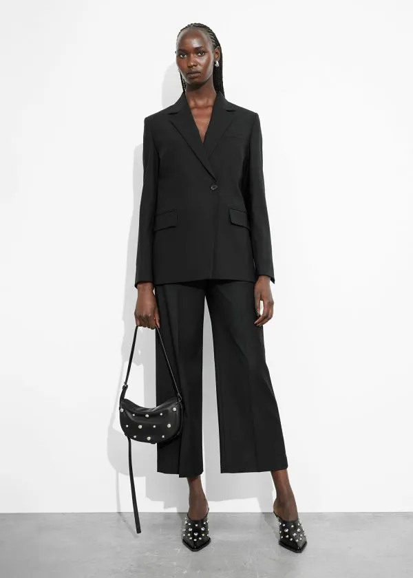 Women Sets and Suits and Other Stories SingleBreasted Wool Blazer Black