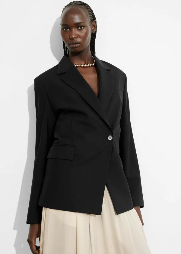 Women Sets and Suits and Other Stories SingleBreasted Wool Blazer Black