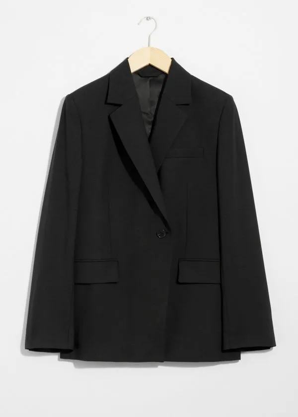Women Sets and Suits and Other Stories SingleBreasted Wool Blazer Black