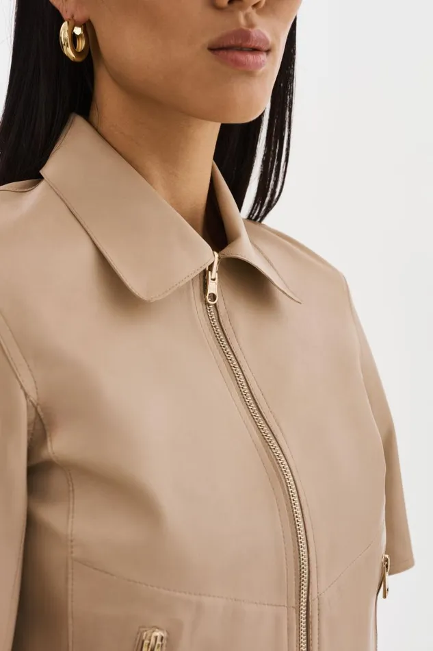 Women SEVANA Reversible Leather Jacket Wheatgold LAMARQUE Short Sleeve Jackets Women SEVANA Reversible Leather Jacket Wheatgold LAMARQUE Short Sleeve Jackets