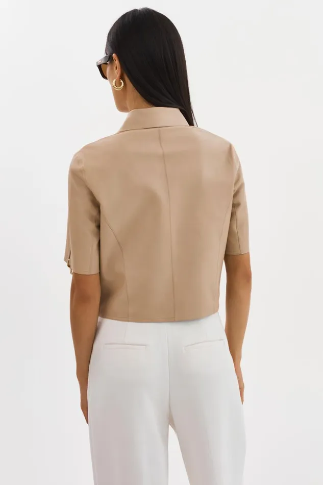 Women SEVANA Reversible Leather Jacket Wheatgold LAMARQUE Short Sleeve Jackets Women SEVANA Reversible Leather Jacket Wheatgold LAMARQUE Short Sleeve Jackets