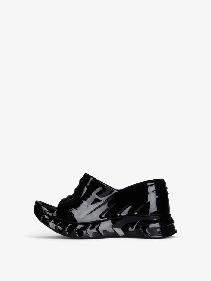 Women Shark Lock Givenchy Marshmallow Wedge Sandals In Rubber Black Women Shark Lock Givenchy Marshmallow Wedge Sandals In Rubber Black
