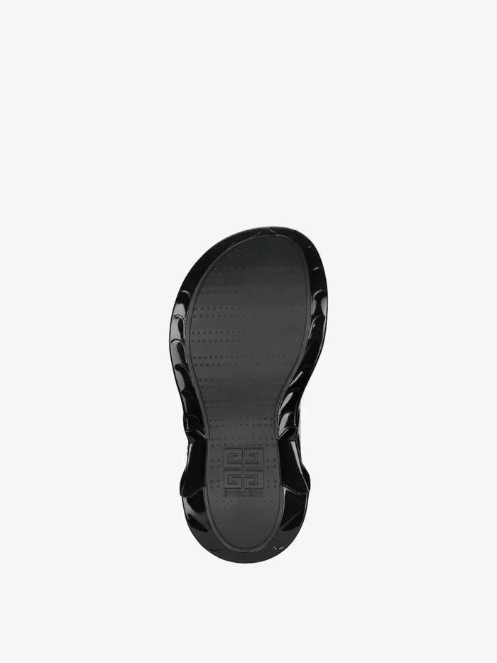 Women Shark Lock Givenchy Marshmallow Wedge Sandals In Rubber Black Women Shark Lock Givenchy Marshmallow Wedge Sandals In Rubber Black