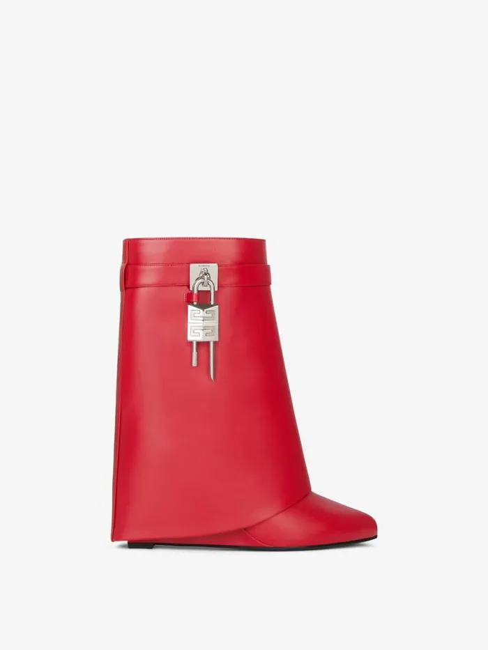 Women Shark Lock Givenchy Shark Lock Ankle Boots In Leather Red
