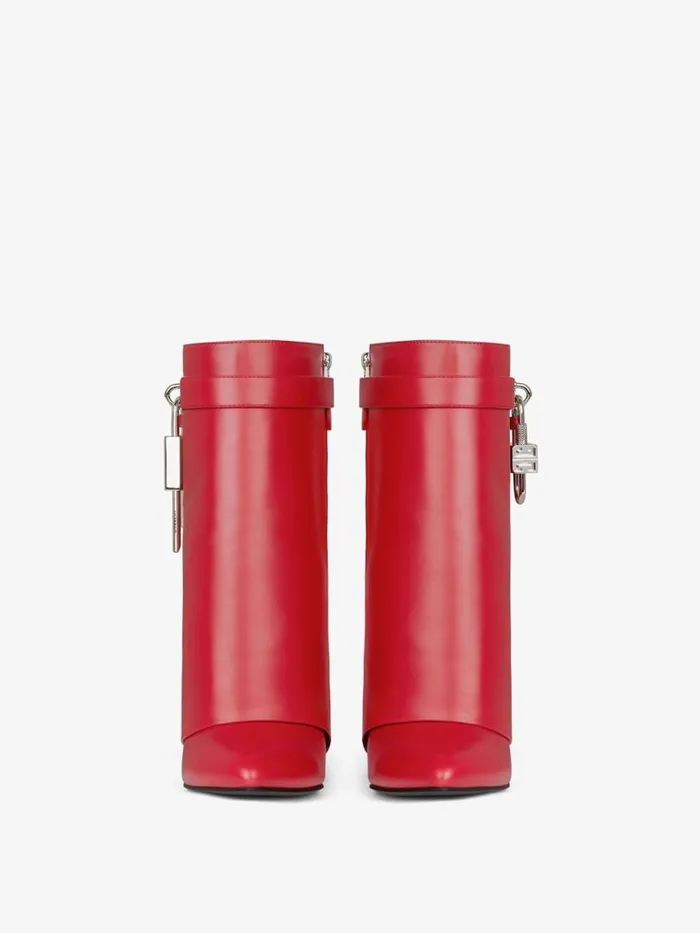 Women Shark Lock Givenchy Shark Lock Ankle Boots In Leather Red Women Shark Lock Givenchy Shark Lock Ankle Boots In Leather Red