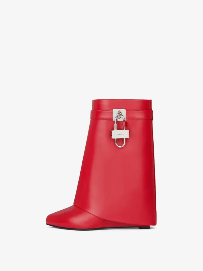 Women Shark Lock Givenchy Shark Lock Ankle Boots In Leather Red Women Shark Lock Givenchy Shark Lock Ankle Boots In Leather Red