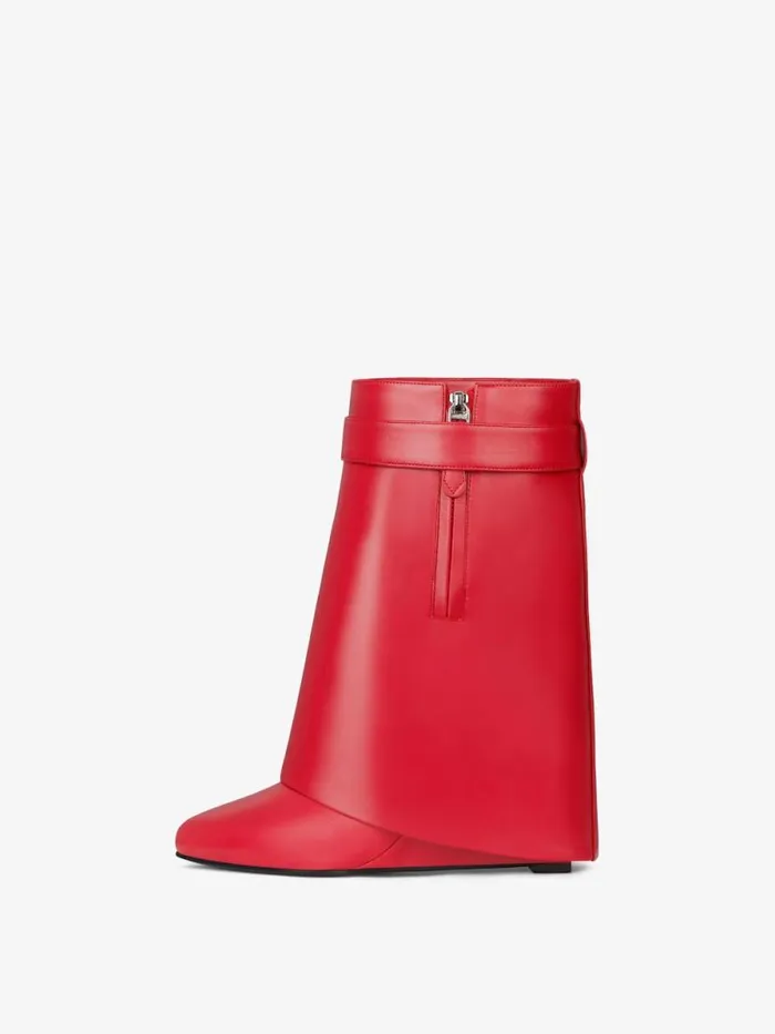 Women Shark Lock Givenchy Shark Lock Ankle Boots In Leather Red Women Shark Lock Givenchy Shark Lock Ankle Boots In Leather Red