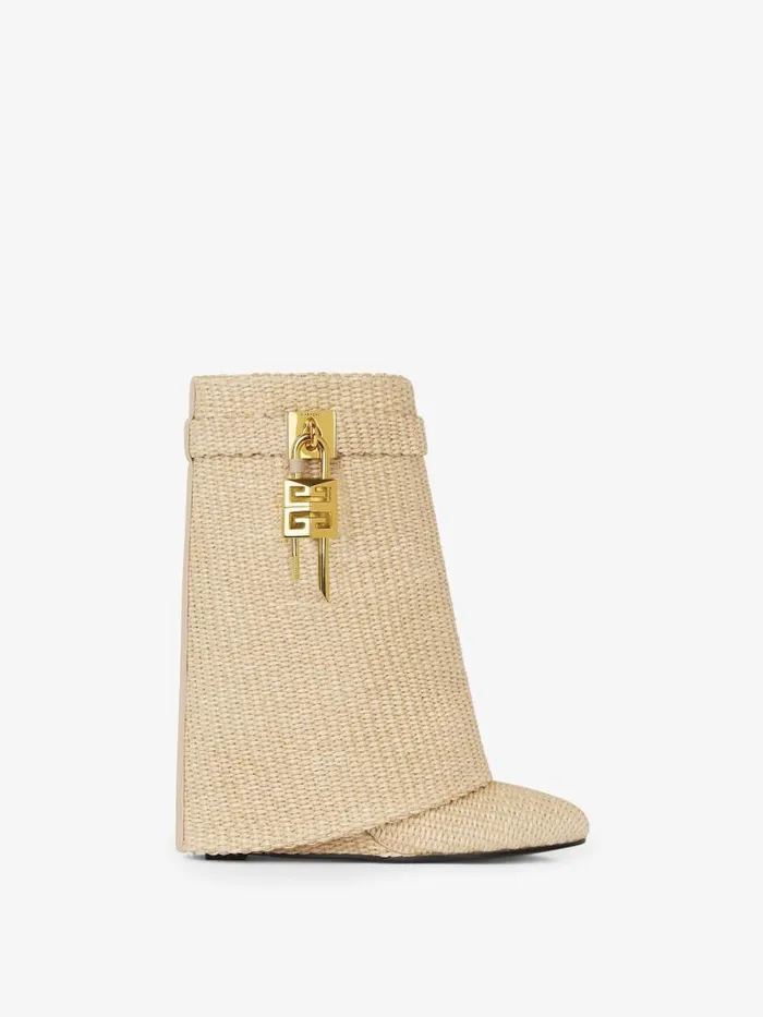 Women Shark Lock Givenchy Shark Lock Ankle Boots In Raffia Beige