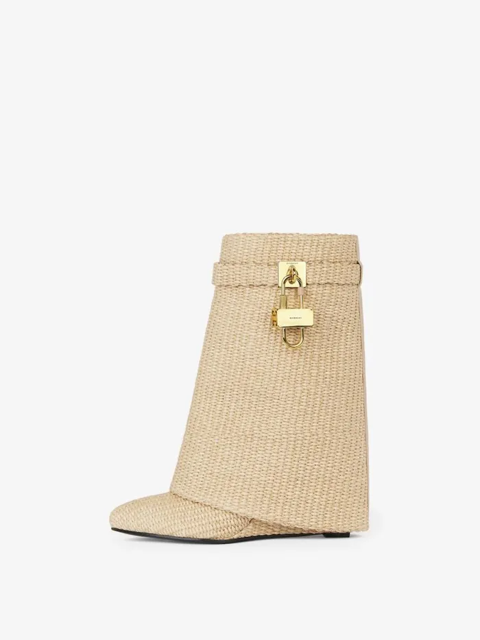 Women Shark Lock Givenchy Shark Lock Ankle Boots In Raffia Beige Women Shark Lock Givenchy Shark Lock Ankle Boots In Raffia Beige
