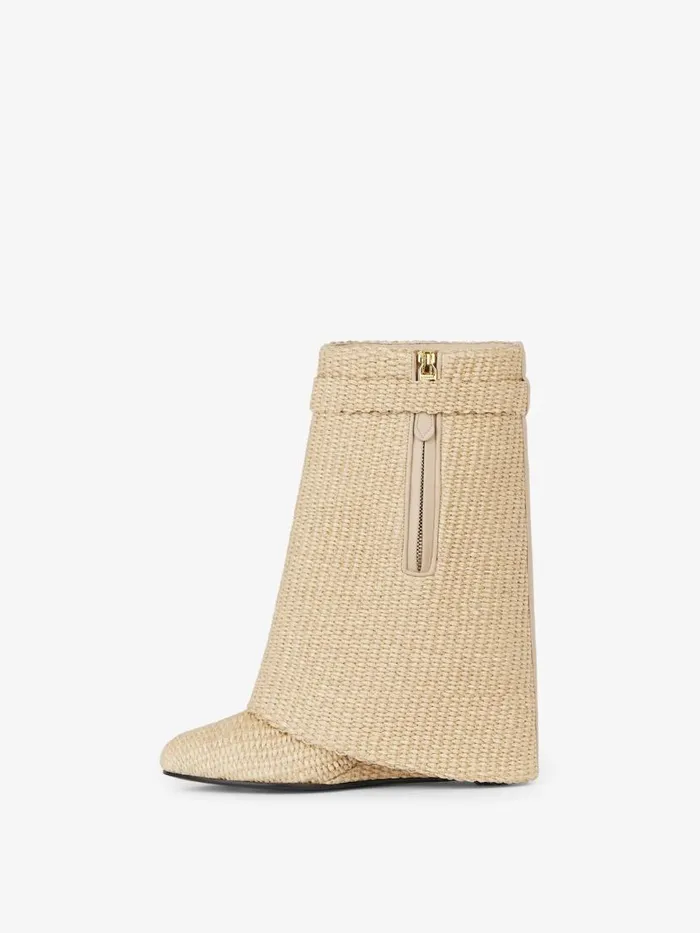 Women Shark Lock Givenchy Shark Lock Ankle Boots In Raffia Beige Women Shark Lock Givenchy Shark Lock Ankle Boots In Raffia Beige
