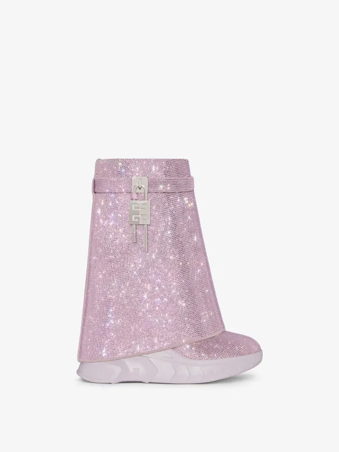 Women Shark Lock Givenchy Shark Lock Biker Ankle Boots In Leather With Strass Soft Lilac Women Shark Lock Givenchy Shark Lock Biker Ankle Boots In Leather With Strass Soft Lilac