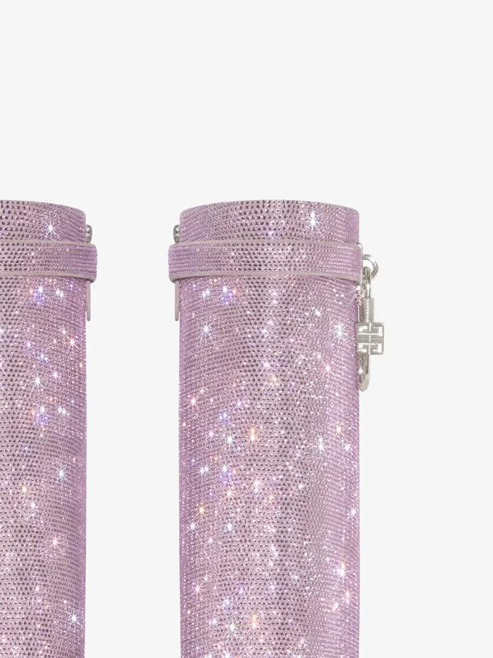 Women Shark Lock Givenchy Shark Lock Biker Ankle Boots In Leather With Strass Soft Lilac